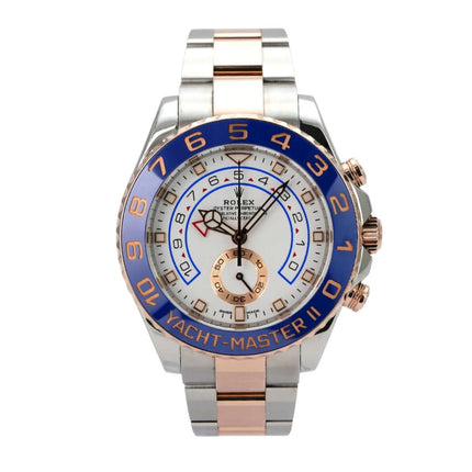 Rolex Yacht-Master II 116681 Edelstahl Everose-Gold mit 18 kt Everose-Gold Lünette und blauem Keramik Zahlenscheibe.