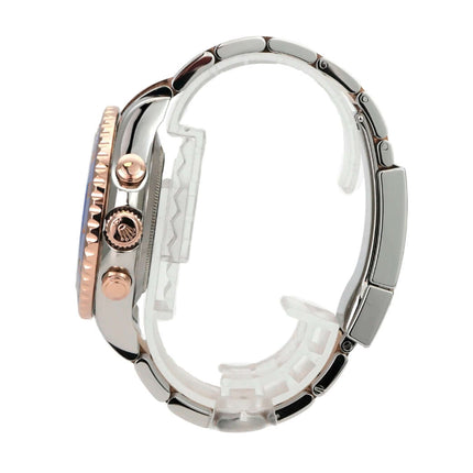 Rolex Yacht-Master II 116681 Edelstahl Everose-Gold seitliche Ansicht mit poliertem Edelstahl und Everose-Gold.