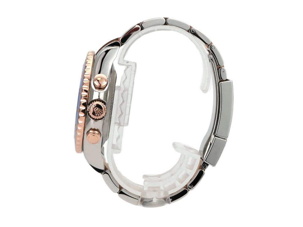 Rolex Yacht-Master II 116681 Edelstahl Everose-Gold seitliche Ansicht mit poliertem Edelstahl und Everose-Gold.