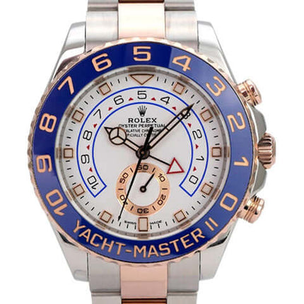 Rolex Yacht-Master II 116681 Edelstahl Everose-Gold mit weißem Zifferblatt und blauer Keramik-Lünette