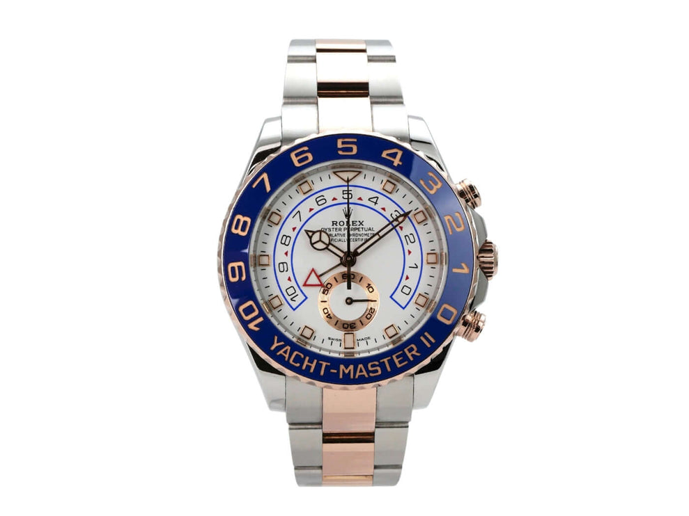 Rolex Yacht-Master II 116681 Edelstahl Everose-Gold mit weißem Zifferblatt und blauer Keramiklünette