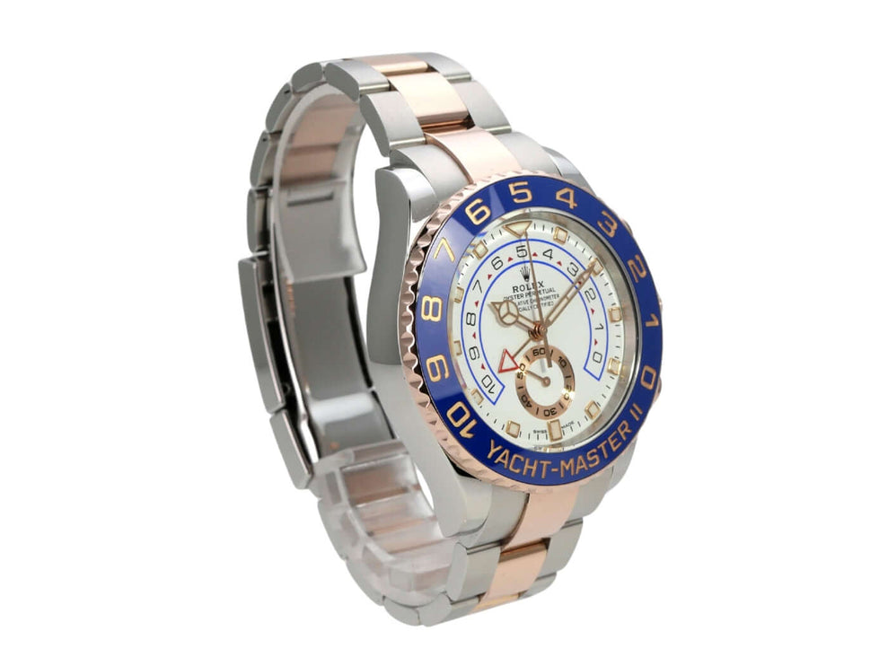 Rolex Yacht-Master II 116681 Edelstahl Everose-Gold Armbanduhr mit blauer Lünette und weißem Zifferblatt