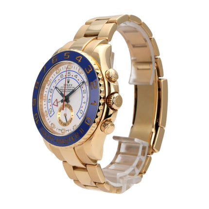 Rolex Yacht-Master II Gelbgold 116688 mit 18 kt Gelbgold, blauer Keramikeinlage und weißem Zifferblatt.