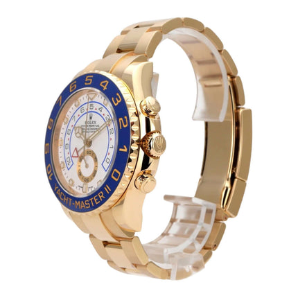 Rolex Yacht-Master II Gelbgold 116688 mit weißem Zifferblatt, blauer Keramiklünette und Oyster-Armband