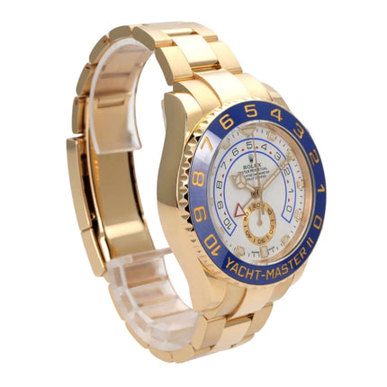 Rolex Yacht-Master II Gelbgold 116688 aus 2021 mit blau-weißer Lünette und Oyster-Armband
