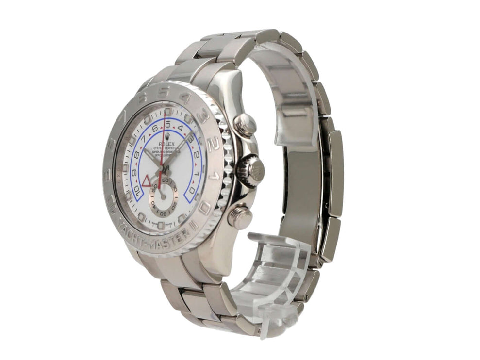 Rolex Yacht-Master II 116689 Weißgold, 18 kt Weißgold Gehäuse, Platinlünette, weißes Zifferblatt, elegantes Oyster Armband