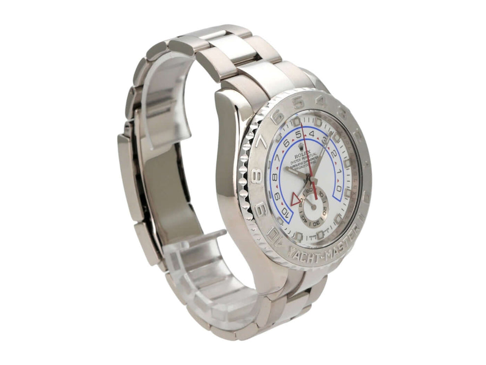 Rolex Yacht-Master II 116689 Weißgold, 44 mm Gehäuse, Platinlünette, weißes Zifferblatt, Oyster Armband.