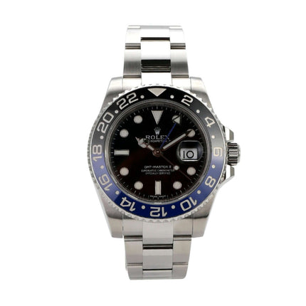 Rolex GMT-Master II Edelstahl 116710BLNR mit schwarzem Zifferblatt und blau/schwarzer Lünette