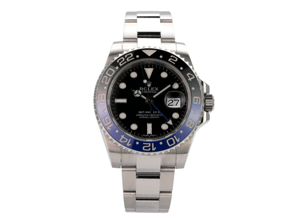 Rolex GMT-Master II Edelstahl 116710BLNR mit schwarzem Zifferblatt und blau/schwarzer Lünette