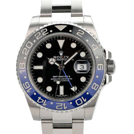 Rolex GMT-Master II Edelstahl 116710BLNR mit schwarzem Zifferblatt und blau/schwarzer Keramik-Lünette