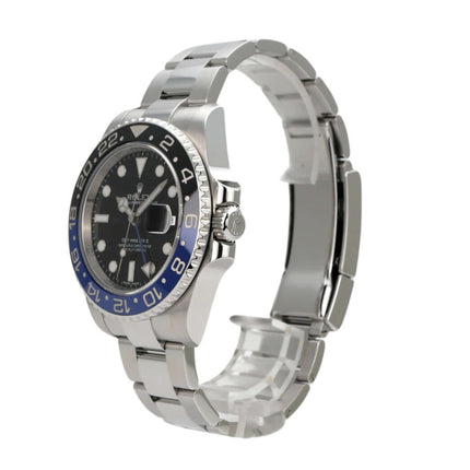 Rolex GMT-Master II Edelstahl 116710BLNR mit schwarzem Zifferblatt und blau/schwarzer Lünette, 2014 Modell.