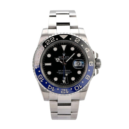 Rolex GMT-Master II Edelstahl 116710BLNR mit schwarzem Zifferblatt und blau/schwarzer Lünette