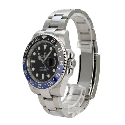 Rolex GMT Master II Edelstahl 116710BLNR mit blau-schwarzer Keramiklünette, schwarzem Zifferblatt und Oyster-Band