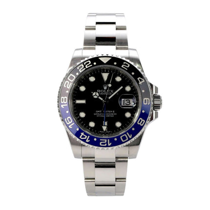 Rolex GMT-Master II Edelstahl 116710BLNR mit schwarzem Zifferblatt und blauer keramischer Lünette