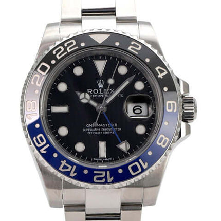 Rolex GMT-Master II Edelstahl 116710BLNR mit blau-schwarzer Lünette, Oysterband und schwarzem Zifferblatt