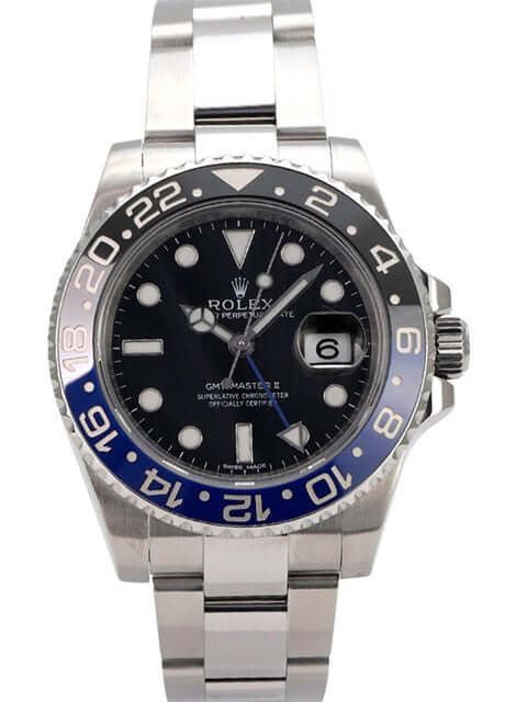 Rolex GMT-Master II Edelstahl 116710BLNR mit blau-schwarzer Lünette, Oysterband und schwarzem Zifferblatt