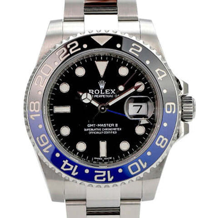 Rolex GMT-Master II Edelstahl 116710BLNR, GMT-Uhr mit blau-schwarzer Keramiklünette und Oysterband