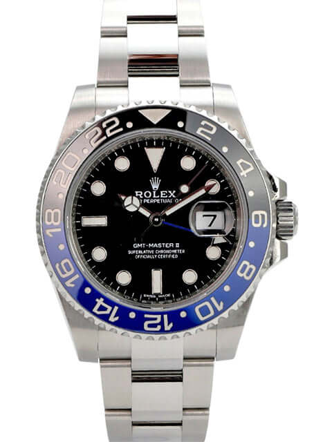 Rolex GMT-Master II Edelstahl 116710BLNR, GMT-Uhr mit blau-schwarzer Keramiklünette und Oysterband