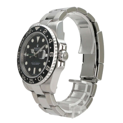 Rolex GMT-Master II Edelstahl 116710LN Uhr mit schwarzem Zifferblatt und Edelstahlarmband