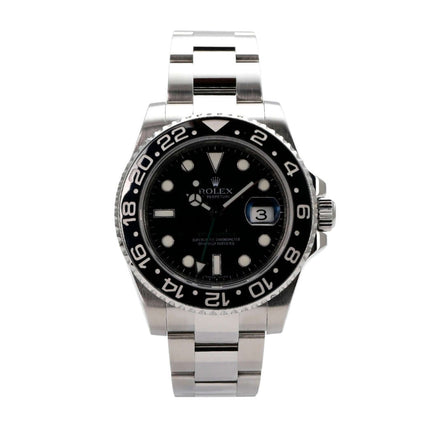 Rolex GMT-Master II Edelstahl 116710LN mit schwarzem Zifferblatt und Edelstahlband, Modell 2007.