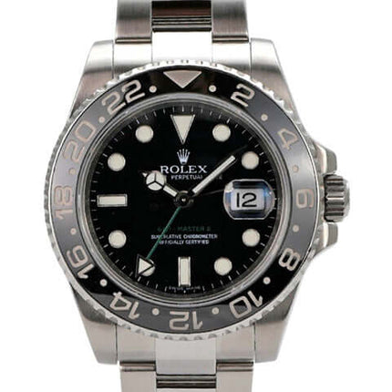 Rolex GMT-Master II Edelstahl 116710LN aus 2008, schwarzes Zifferblatt, drehbare Lünette, Oyster Edelstahlband.