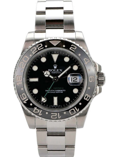 Rolex GMT-Master II Edelstahl 116710LN aus 2008, schwarzes Zifferblatt, drehbare Lünette, Oyster Edelstahlband.