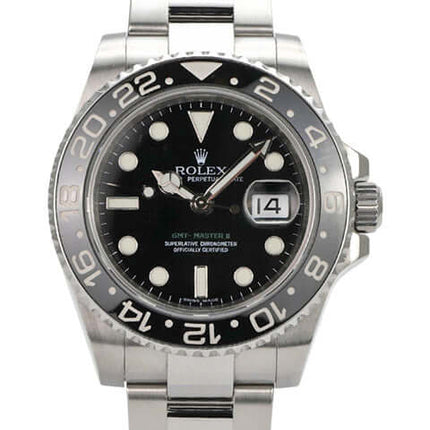 Rolex GMT-Master II Edelstahl 116710LN mit schwarzem Zifferblatt, Keramiklünette und Oysterband