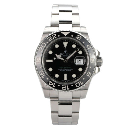 Rolex GMT-Master II Edelstahl 116710LN, schwarze Lünette, schwarzes Zifferblatt, Edelstahlarmband