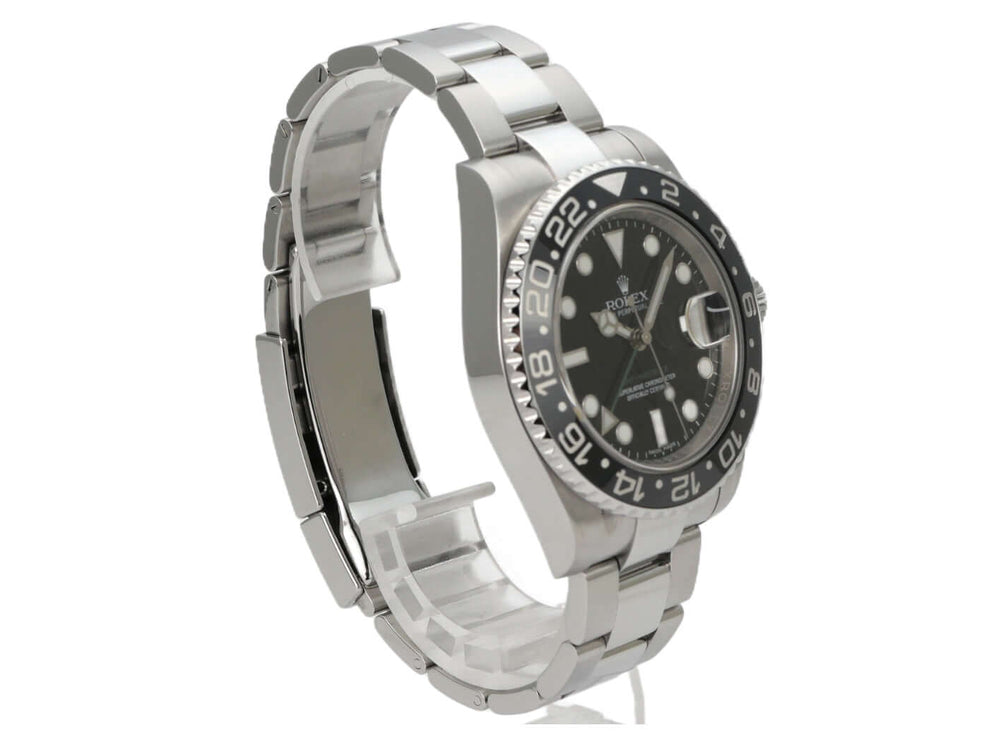 Rolex GMT-Master II Edelstahl 116710LN, schwarze Keramiklünette, Oysterband und schwarzes Zifferblatt