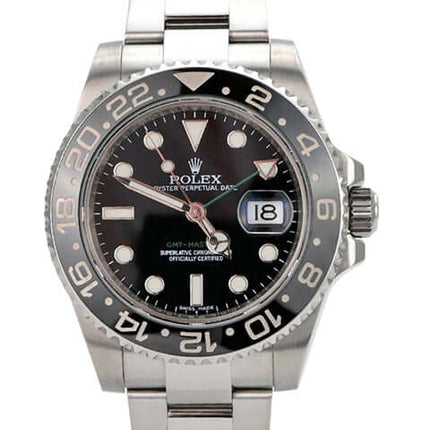 Rolex GMT-Master II Edelstahl 116710LN mit schwarzem Zifferblatt und drehbarer Lünette, Automatikwerk für Kenner.