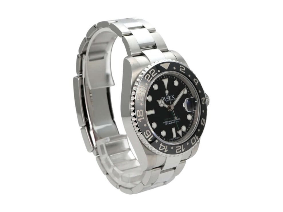 Rolex GMT-Master II Edelstahl 116710LN mit schwarzem Zifferblatt und Keramikuhrendrehring