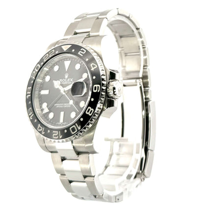 Rolex GMT-Master II Edelstahl 116710LN, poliertes und satiniertes Edelstahl-Gehäuse, 40mm, schwarzes Zifferblatt, Oyster Armband, Keramik Lünette