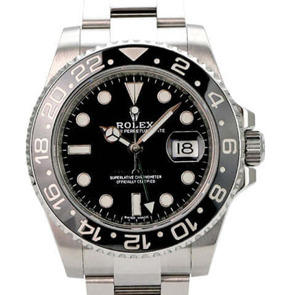 Rolex GMT-Master II Edelstahl 116710LN mit schwarzem Zifferblatt, Keramiklünette und Oysterband