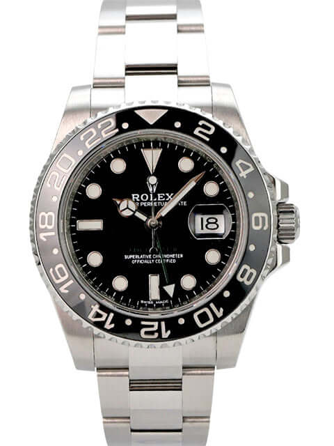 Rolex GMT-Master II Edelstahl 116710LN mit schwarzem Zifferblatt, Keramiklünette und Oysterband