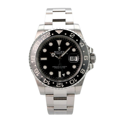 Rolex GMT-Master II Edelstahl 116710LN mit schwarzem Zifferblatt, Keramiklünette und Oysterband