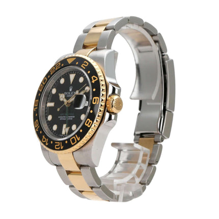 Rolex GMT-Master II 116713LN in Edelstahl und 18 kt Gelbgold mit schwarzem Zifferblatt und drehbarer Lünette