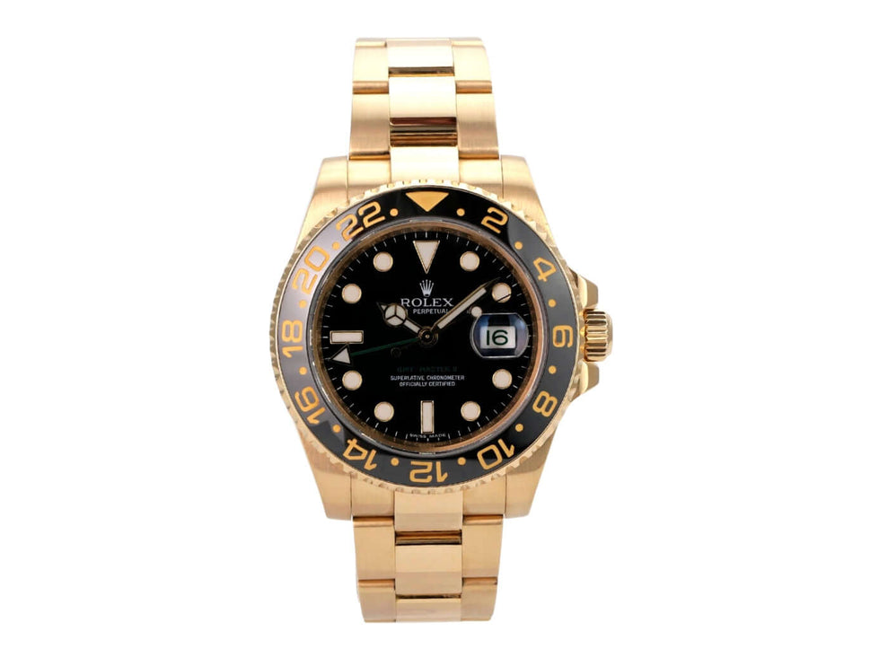 Rolex GMT-Master II Gelbgold 116718LN aus 18 kt Gelbgold mit schwarzem Zifferblatt und Cerachrom-Lünette