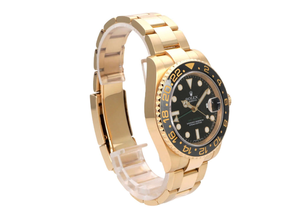 Rolex GMT-Master II Gelbgold 116718LN, 18 kt Gold, schwarze Cerachrom-Lünette, schwarzes Zifferblatt