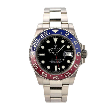 Rolex GMT Master II Weißgold 116719BLRO mit schwarzem Zifferblatt und blau-roter Lünette
