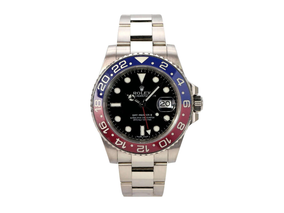 Rolex GMT Master II Weißgold 116719BLRO mit schwarzem Zifferblatt und blau-roter Lünette