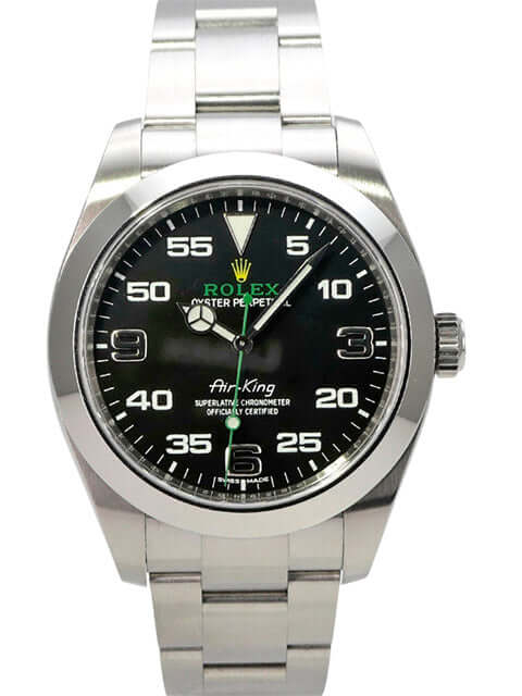 Rolex Oyster Perpetual Air-King 116900 mit schwarzem Zifferblatt und poliertem Edelstahlarmband