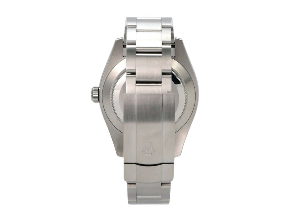 Rückansicht der Rolex Oyster Perpetual Air-King 116900 mit Edelstahlarmband und Faltschließe.