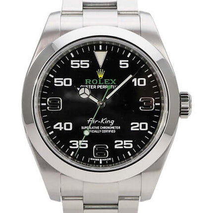 Rolex Oyster Perpetual Air-King 116900, Edelstahl-Armbanduhr mit schwarzem Zifferblatt und 40 mm Gehäuse