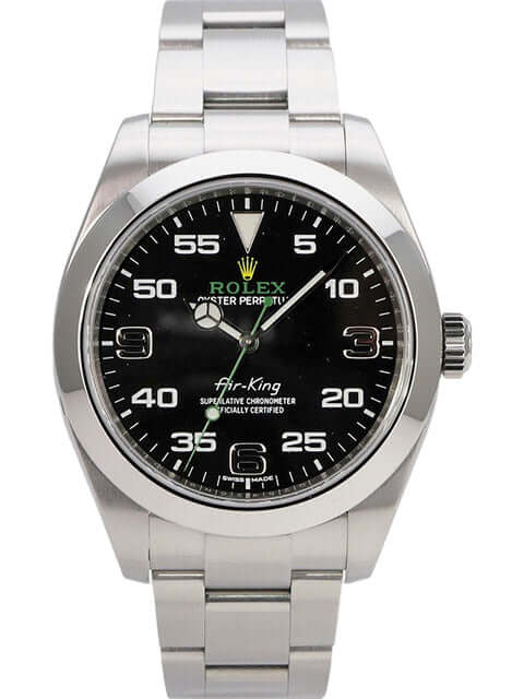 Rolex Oyster Perpetual Air-King 116900, Edelstahl-Armbanduhr mit schwarzem Zifferblatt und 40 mm Gehäuse