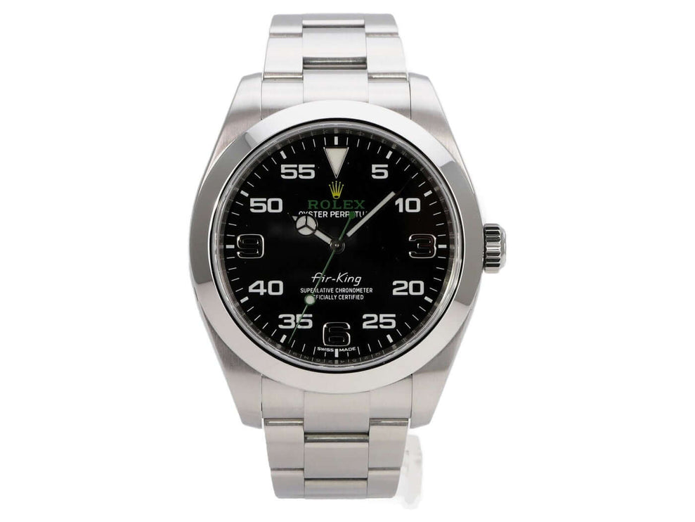 Rolex Oyster Perpetual Air-King 116900 mit schwarzem Zifferblatt und Edelstahlarmband