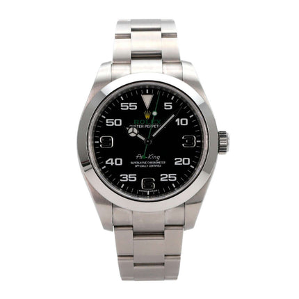 Rolex Oyster Perpetual Air-King 116900 mit schwarzem Zifferblatt und Edelstahlarmband