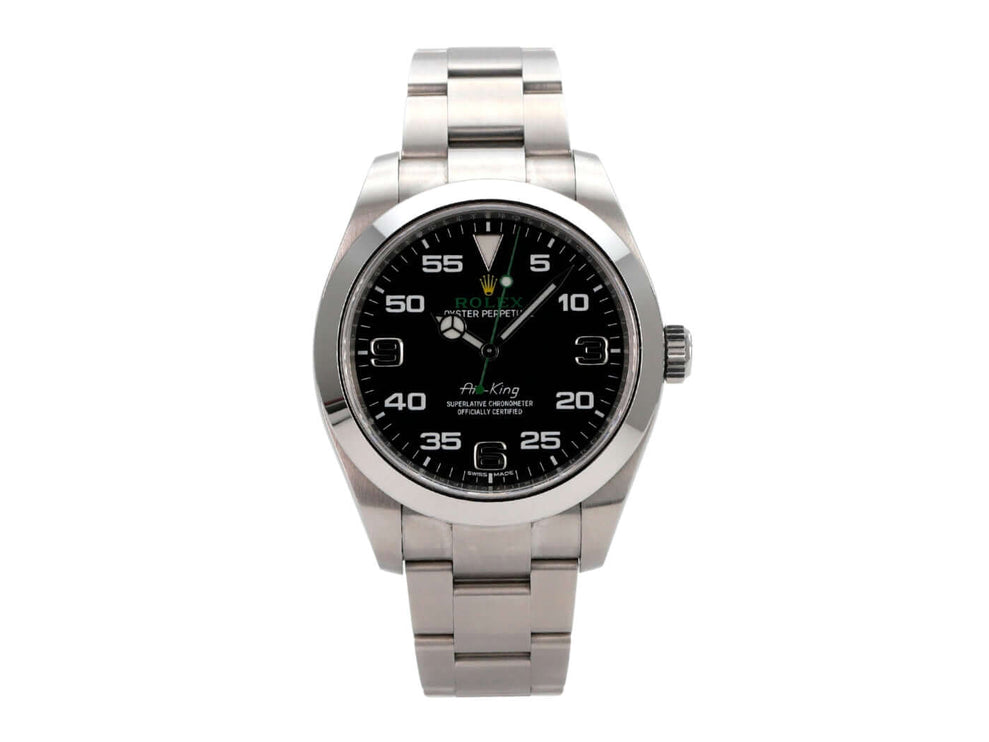 Rolex Oyster Perpetual Air-King 116900 mit schwarzem Zifferblatt und Edelstahlarmband