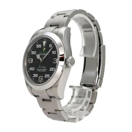 Rolex Oyster Perpetual Air-King 116900 Uhr mit schwarzem Zifferblatt und Edelstahlarmband