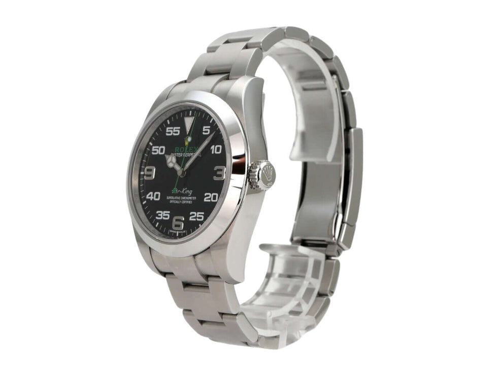 Rolex Oyster Perpetual Air-King 116900 Uhr mit schwarzem Zifferblatt und Edelstahlarmband