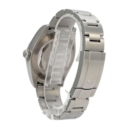 Rolex Oyster Perpetual Air-King 116900 seitliche Ansicht des Edelstahl-Gehäuses mit poliertem Armband.